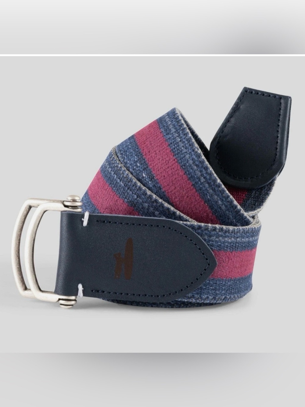 NEW JOHNNIE-O MENS NAVY BLUE RED WAXED COTTON STRETCH BELT GOLF SZ XXL